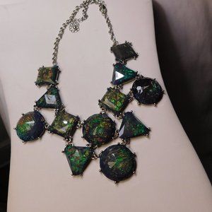 Vintage Chunky Green Stone Statement Necklace